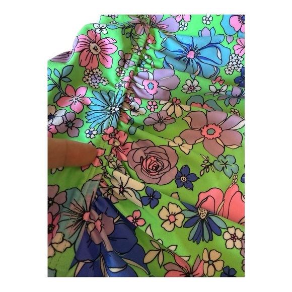 99. Salt Cove Plus Size Peony Party Printed X Back Tankini Top Green Size 2 NWOT - Picture 4 of 15